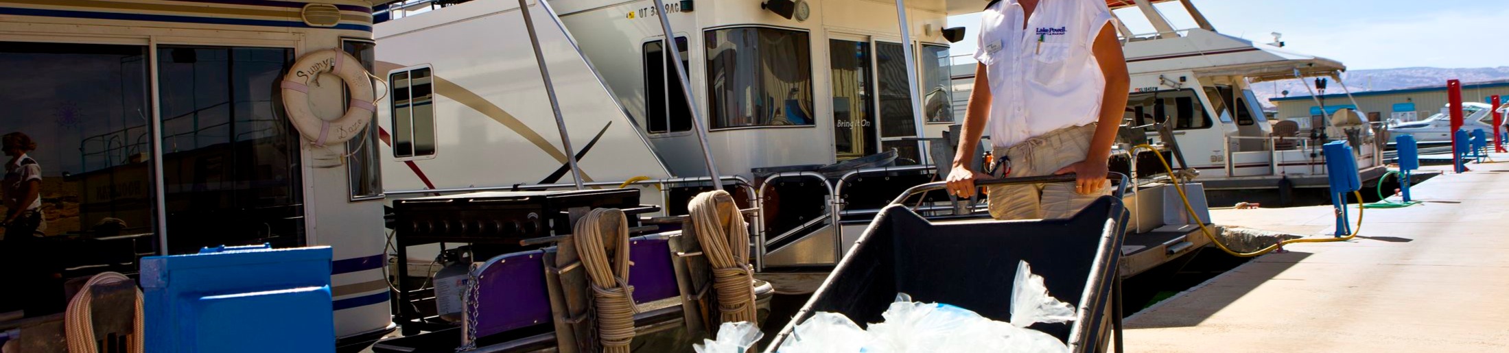 Delivery of ice to houseboat on Lake Powell